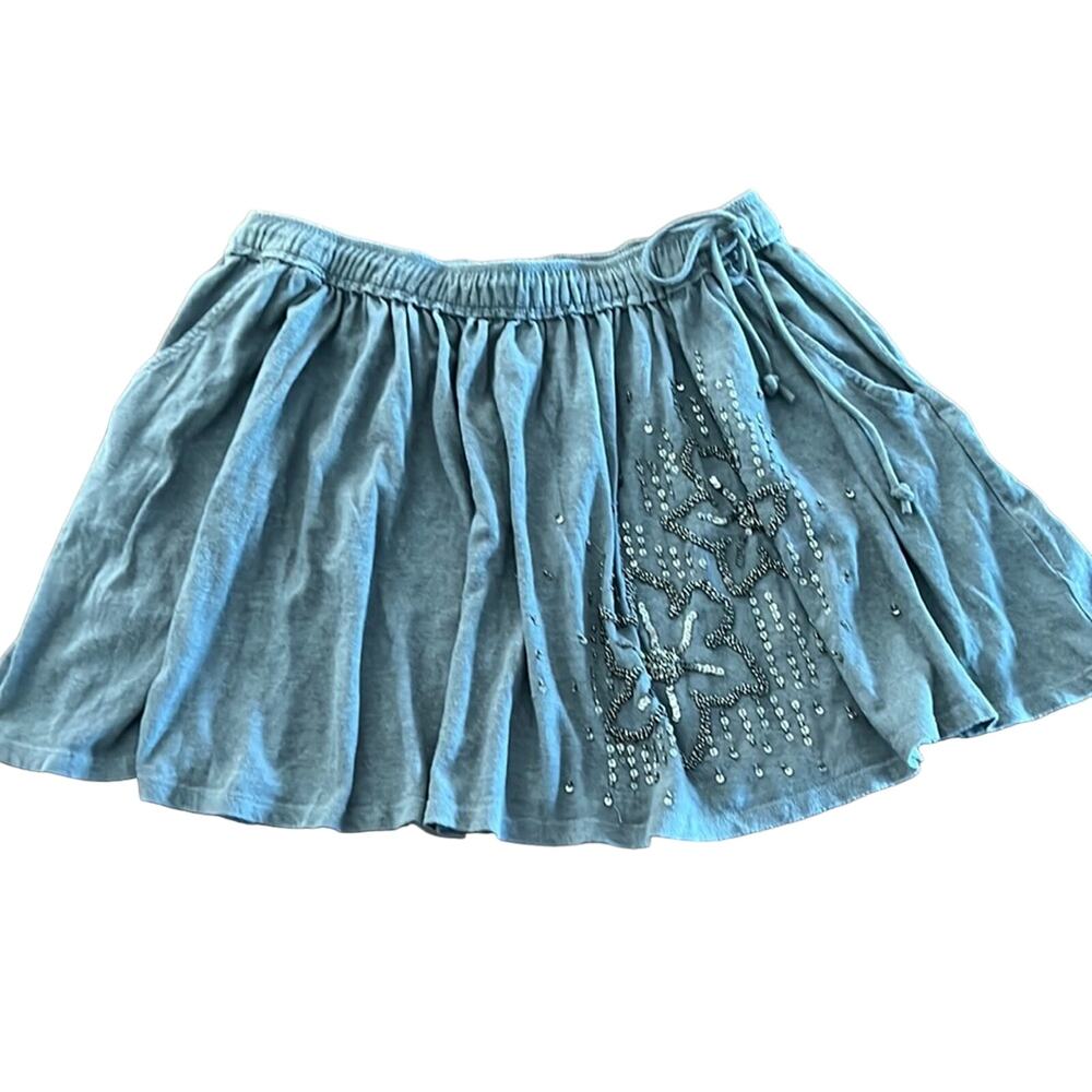American Eagle Size S Gray Knit Mini Skirt with Sequin Embellishments